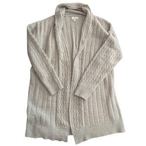LUCKY‎ Brand Oatmeal Gray Textured Open Front Shawl Cardigan Sweater S Fisherman